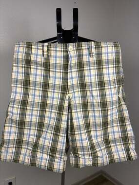 Mossimo Supply Co. Plaid Shorts Size 36 Green Blue Yellow Cotton